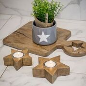 Small Natural Wood Star Tea Light Holder by Retreat